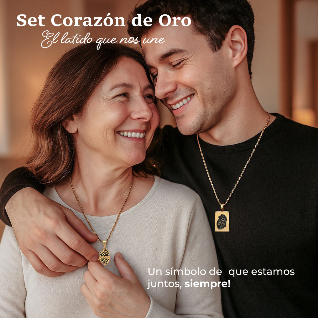 Set Corazón de Oro Collares x2