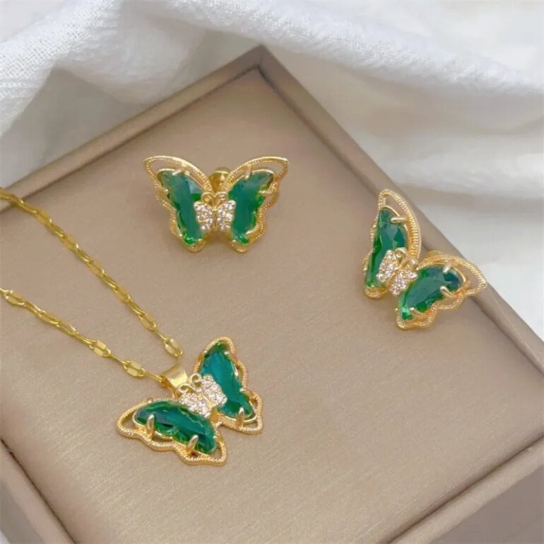 Set Alma de Mariposa: Collar y aretes