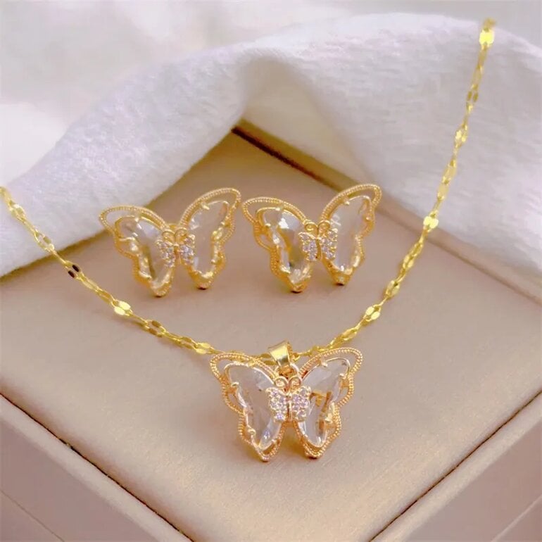 Set Alma de Mariposa: Collar y aretes