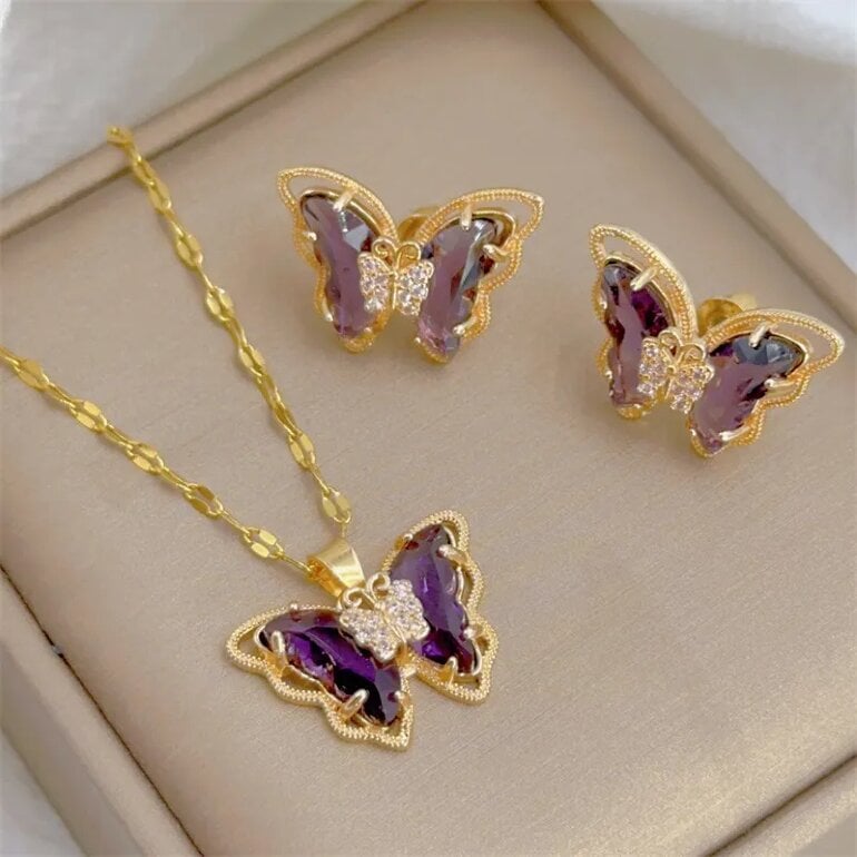 Set Alma de Mariposa: Collar y aretes